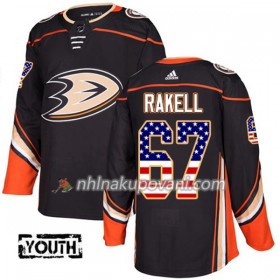 Anaheim Ducks Dresy Rickard Rakell 67 2017-2018 USA Flag Fashion Černá Adidas Authentic - Dětské